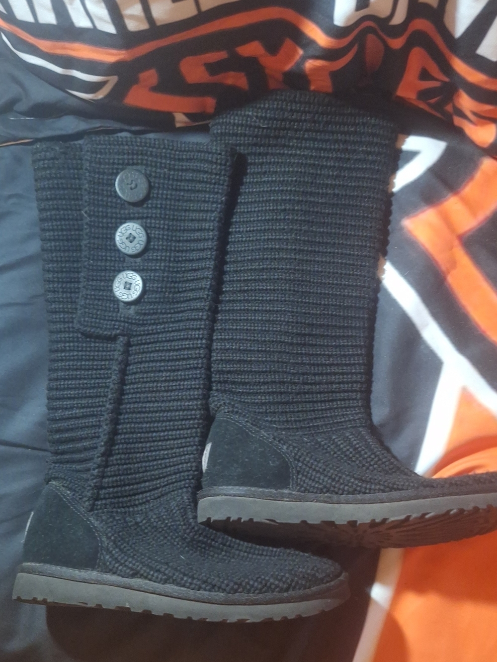 UGG Knit Button-Accent Black Women's Tall Boot